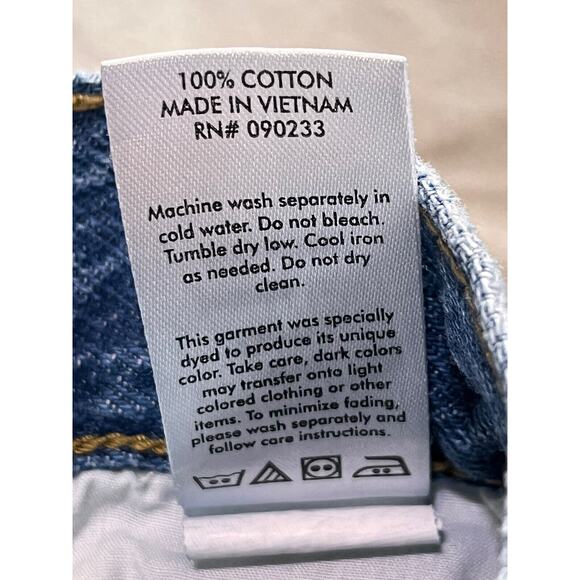 PacSun Button-Fly Patch High Rise Straight‎ Jeans Womens 23 Denim Light Blue - Picture 7 of 9